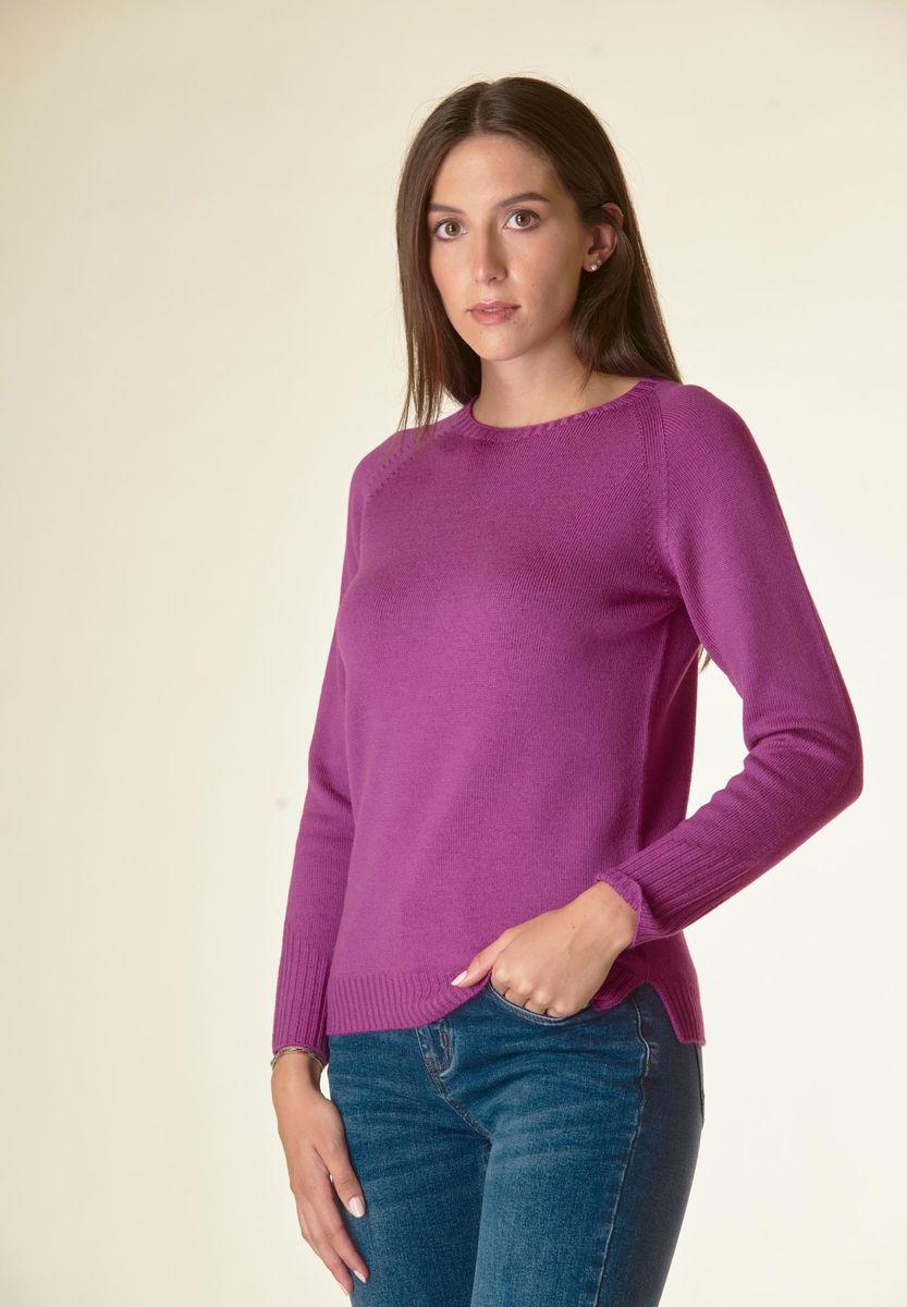 Angelico Maglia ciclamino girocollo raglan Lana-Gatto Offerta speciale