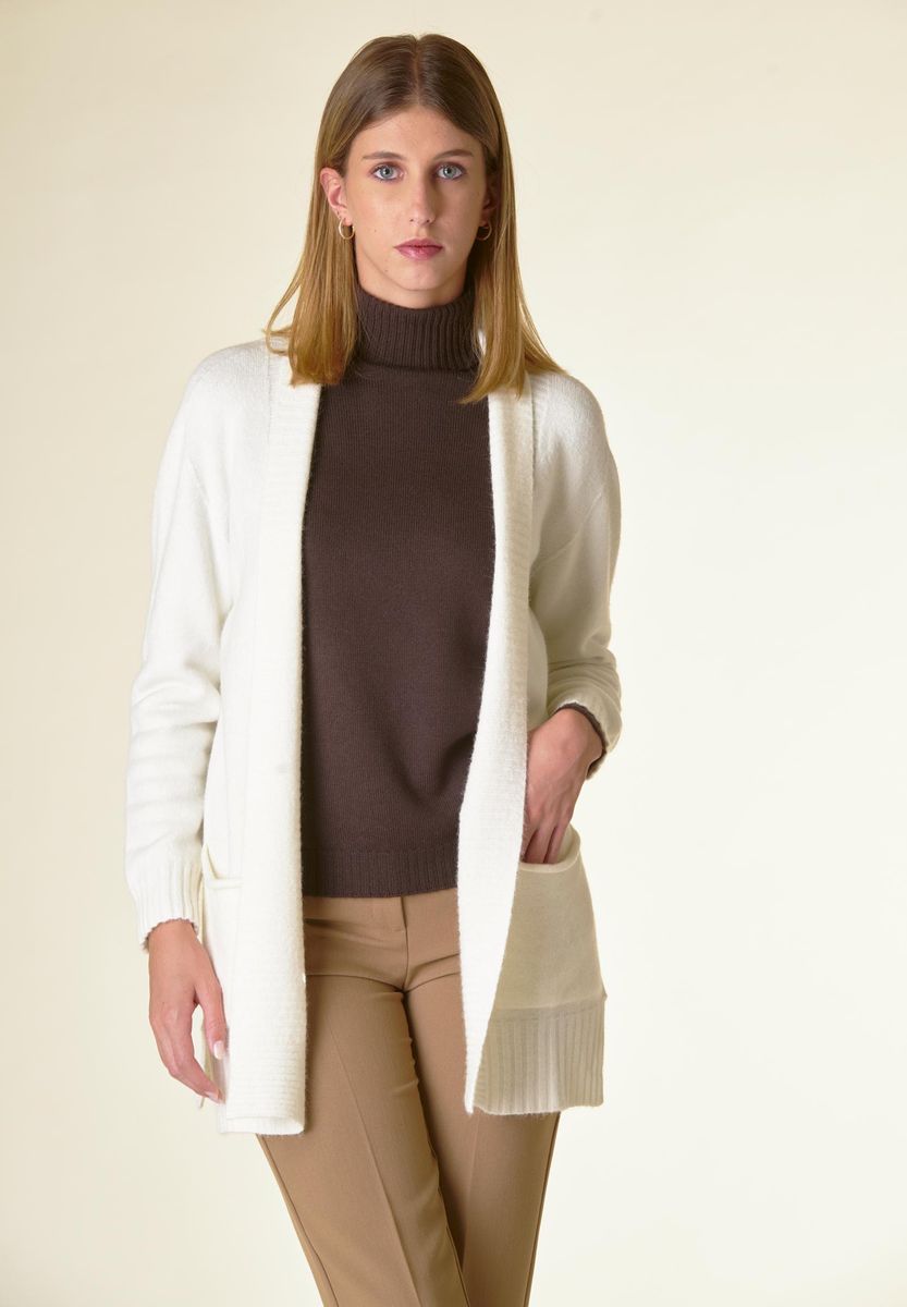 Angelico Cardigan panna sciallato tasconi soft Grande vendita