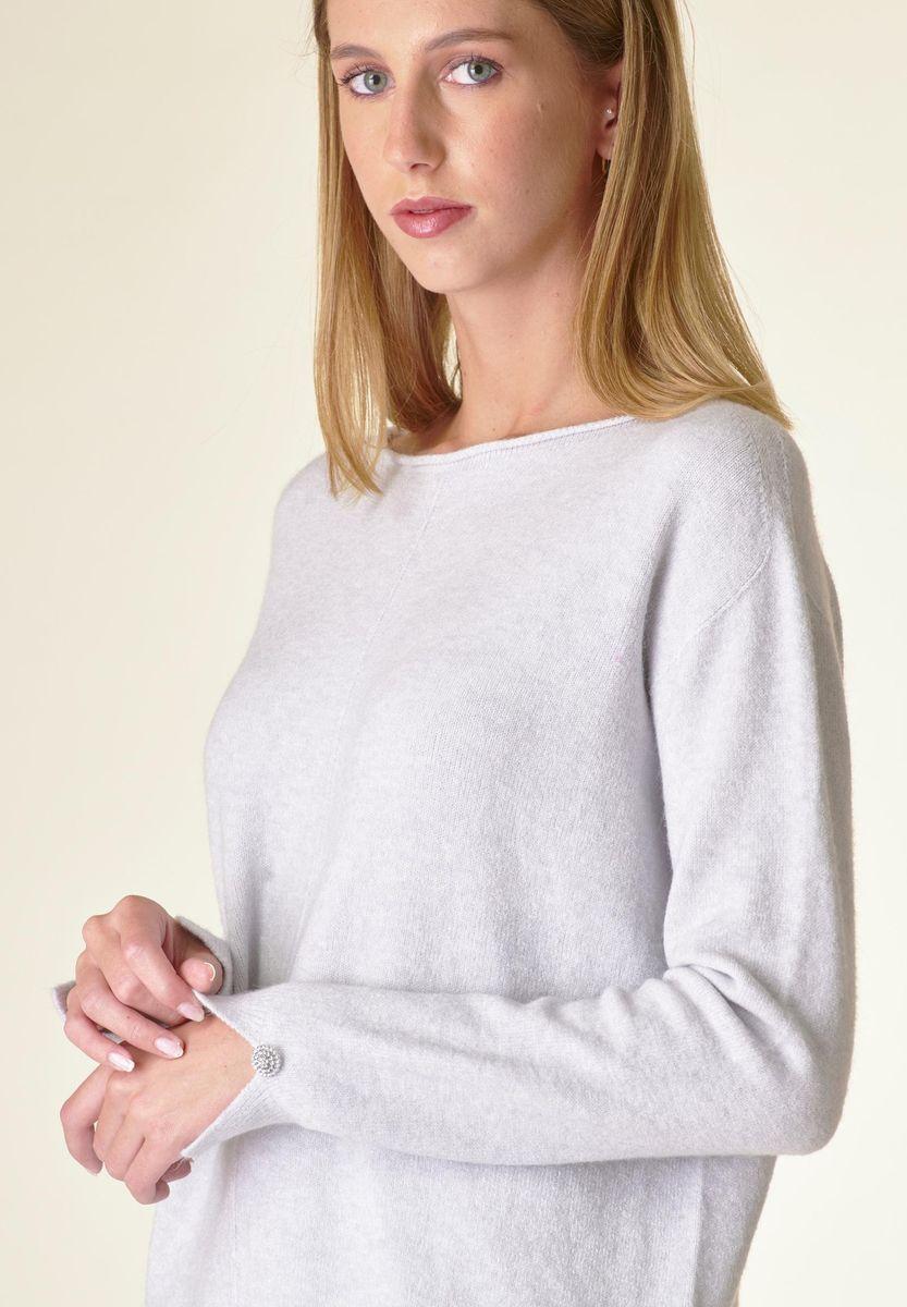 Angelico Maglia perla barchetta viscosa soft bottoni gioiello Fornitura limitata
