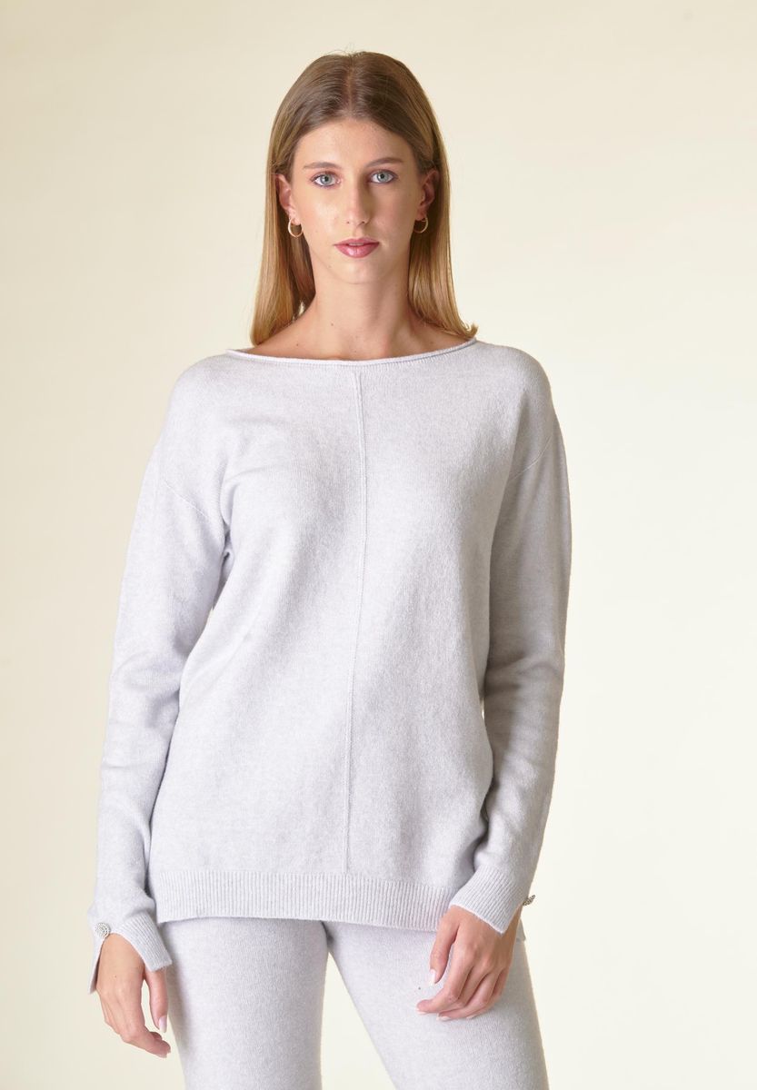 Angelico Maglia perla barchetta viscosa soft bottoni gioiello Fornitura limitata