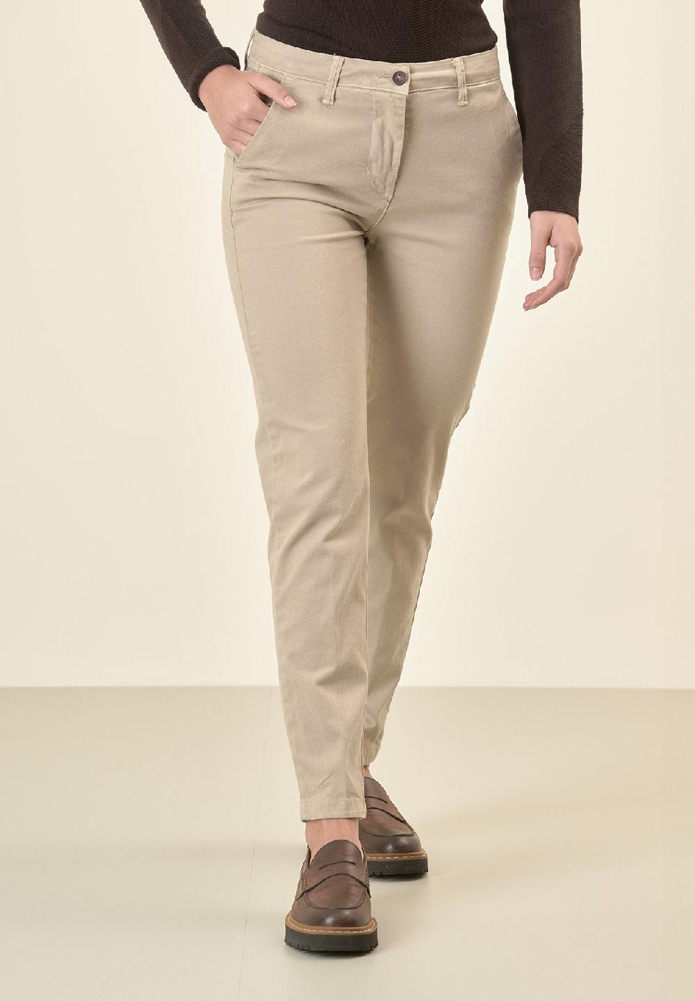 Angelico Pantalone beige chinos cotone stretch Vendite stagionali