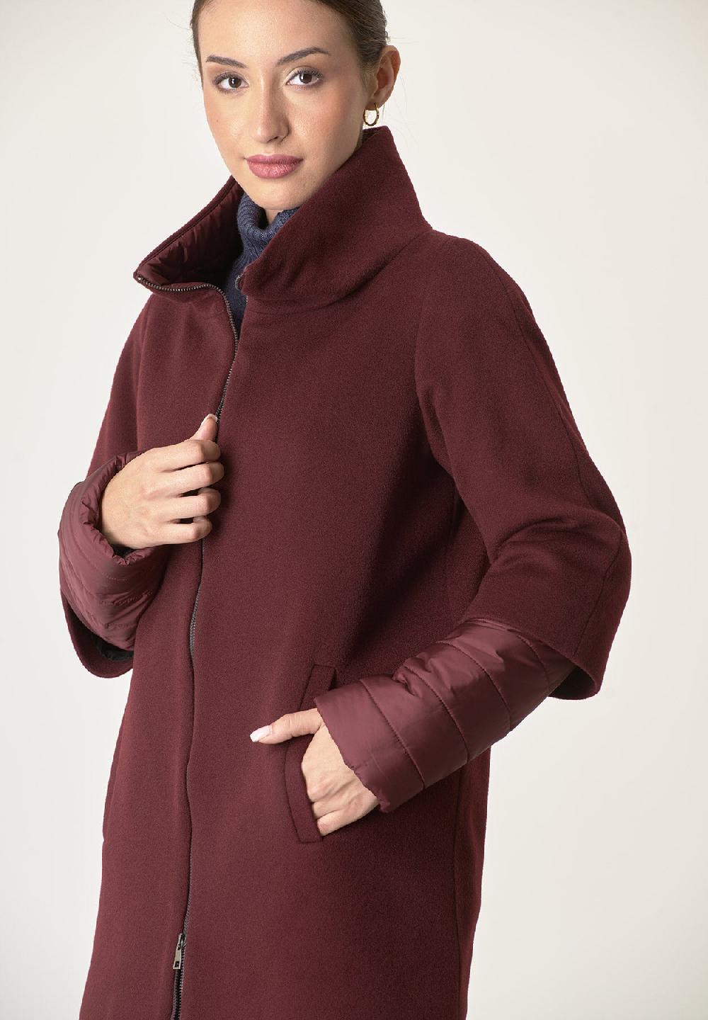 Angelico Cappotto bordeaux lana-cashmere doppia manica Vendita calda