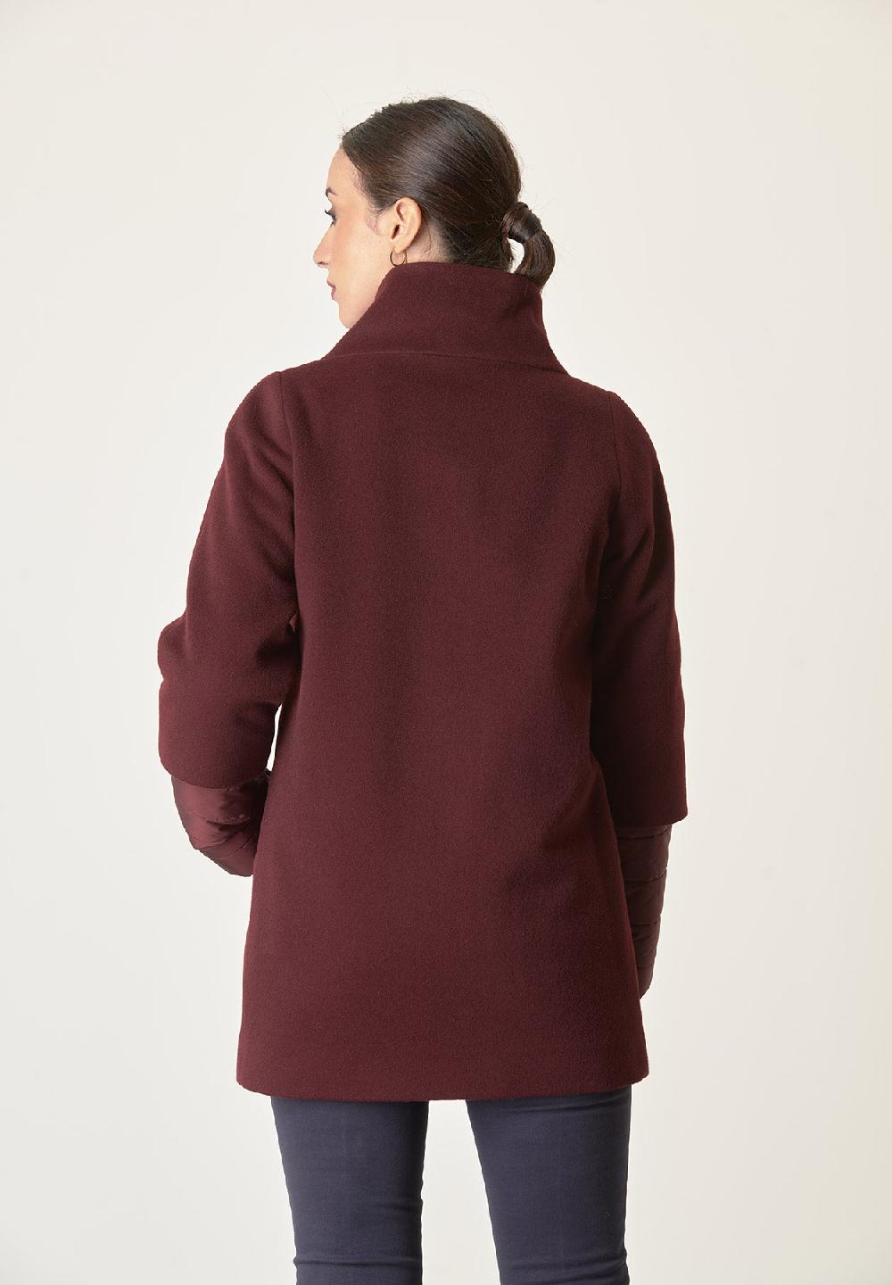 Angelico Cappotto bordeaux lana-cashmere doppia manica Vendita calda