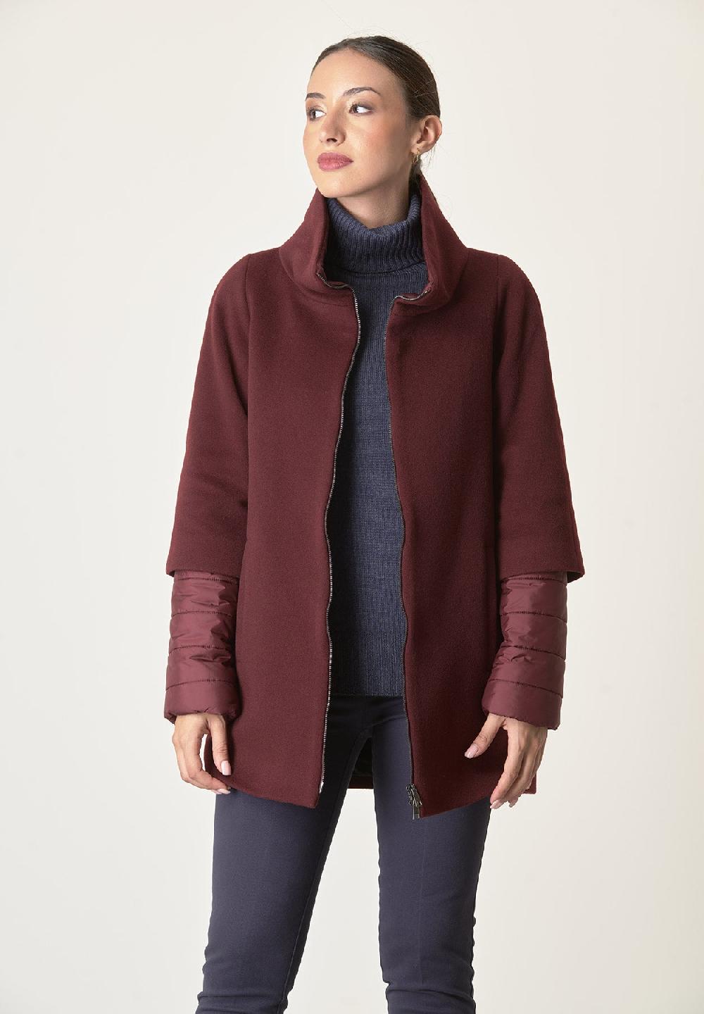 Angelico Cappotto bordeaux lana-cashmere doppia manica Vendita calda