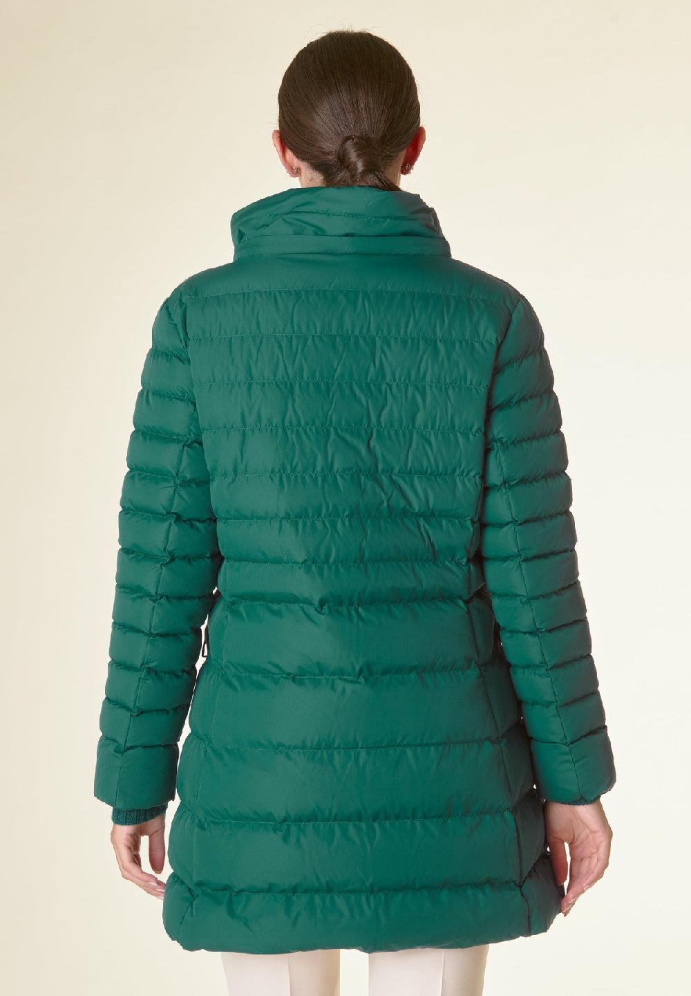 Angelico Piumino lungo verde cappuccio bordo ecopelliccia Bestseller